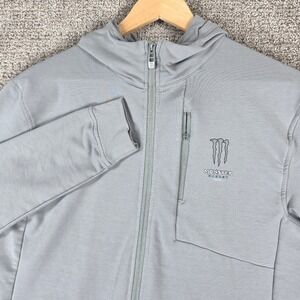 Monster Energy Ultra Mens Zip Up Hoodie Gray Long Sleeve Lightweight Size Medium